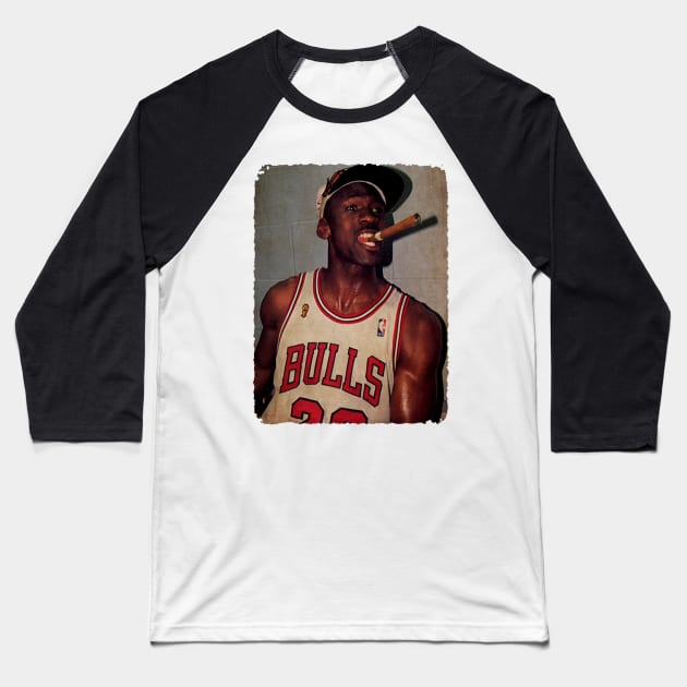 Michael Jordan Cigar Baseball T-Shirt by Milu Milu